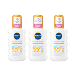 Nivea Sun Kids Sensitive Protect SPF 50+ Sun Lotion Spray 200ml / 6.8 fl.oz - 3 Pack Chivela