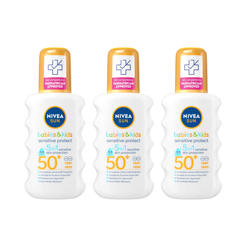 Nivea Sun Kids Sensitive Protect SPF 50+ Sun Lotion Spray 200ml / 6.8 fl.oz - 3 Pack Chivela