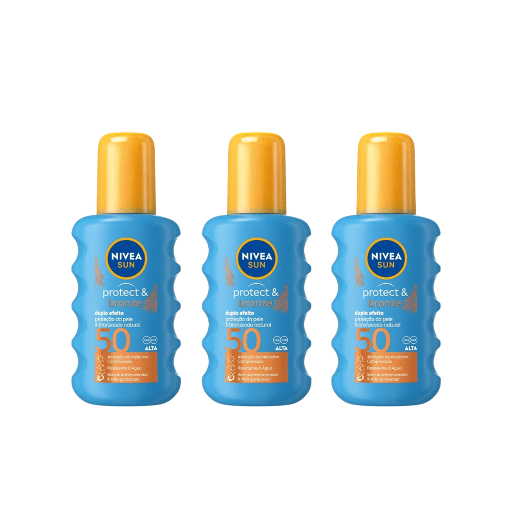 Nivea Sun Protect & Bronze Tan Activating Sun Cream Spray SPF50 200ml / 6.8 fl.oz - 3 Pack - By Baano