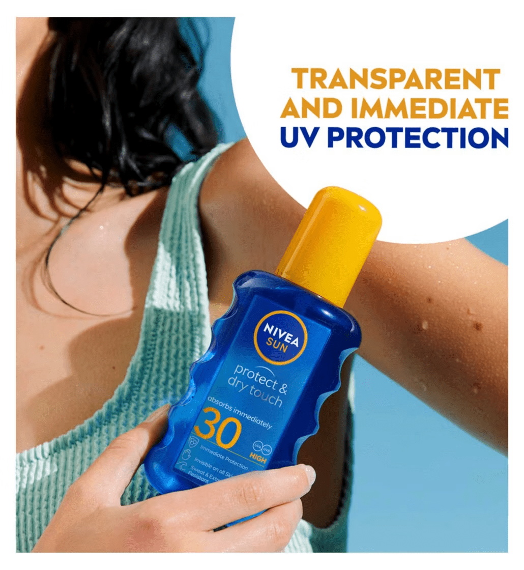 Nivea Sun Protect & Dry Touch Sun Cream Spray SPF30 200 ml / 6.8 fl.oz - 3 Pack Chivela