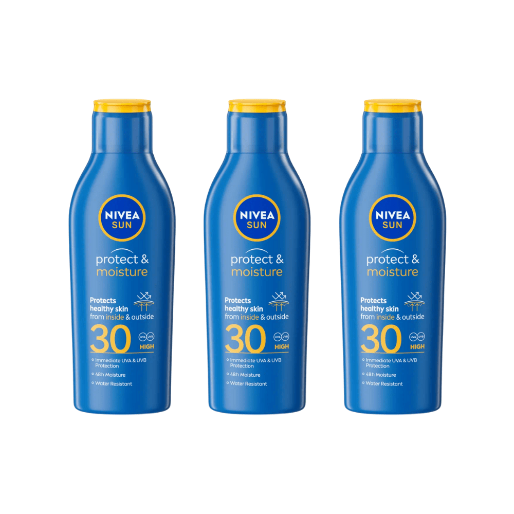 Nivea Sun Protect & Moisture Sun Cream Lotion SPF30 200ml / 6.8 fl.oz - 3 Pack - By Baano