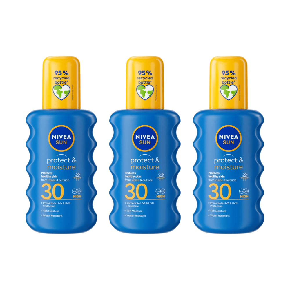 Nivea Sun Protect & Moisture Sun Cream Spray SPF30 200ml / 6.8 fl.oz - 3 Pack - By Baano