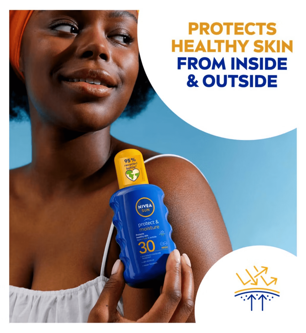 Nivea Sun Protect & Moisture Sun Cream Spray SPF30 200ml / 6.8 fl.oz - 2 Pack - By Baano