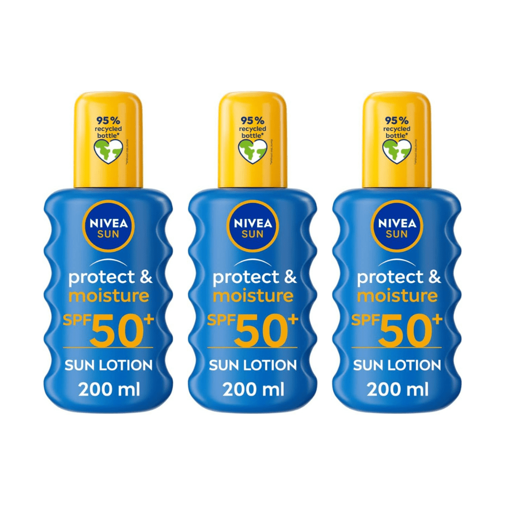 Nivea Sun Protect & Moisture Sun Cream Spray SPF50+ 200ml / 6.8 fl.oz - 3 Pack - By Baano