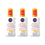 Nivea Sun Sensitive Immediate Protect Sun Cream Spray SPF50+ 200ml / 6.8 fl.oz - 3 Pack - By Baano