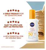 Nivea Sun Sensitive Immediate Protect Sun Cream Spray SPF50+ 200ml / 6.8 fl.oz - 3 Pack - By Baano