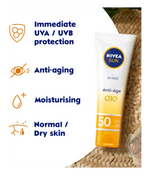 Nivea Sun UV Face Q10 Anti-Age Sun Cream SPF50 50ml / 1.7 fl oz - 3 Pack - By Baano
