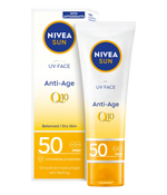 Nivea Sun UV Face Q10 Anti-Age Sun Cream SPF50 50ml / 1.7 fl oz - 3 Pack - By Baano
