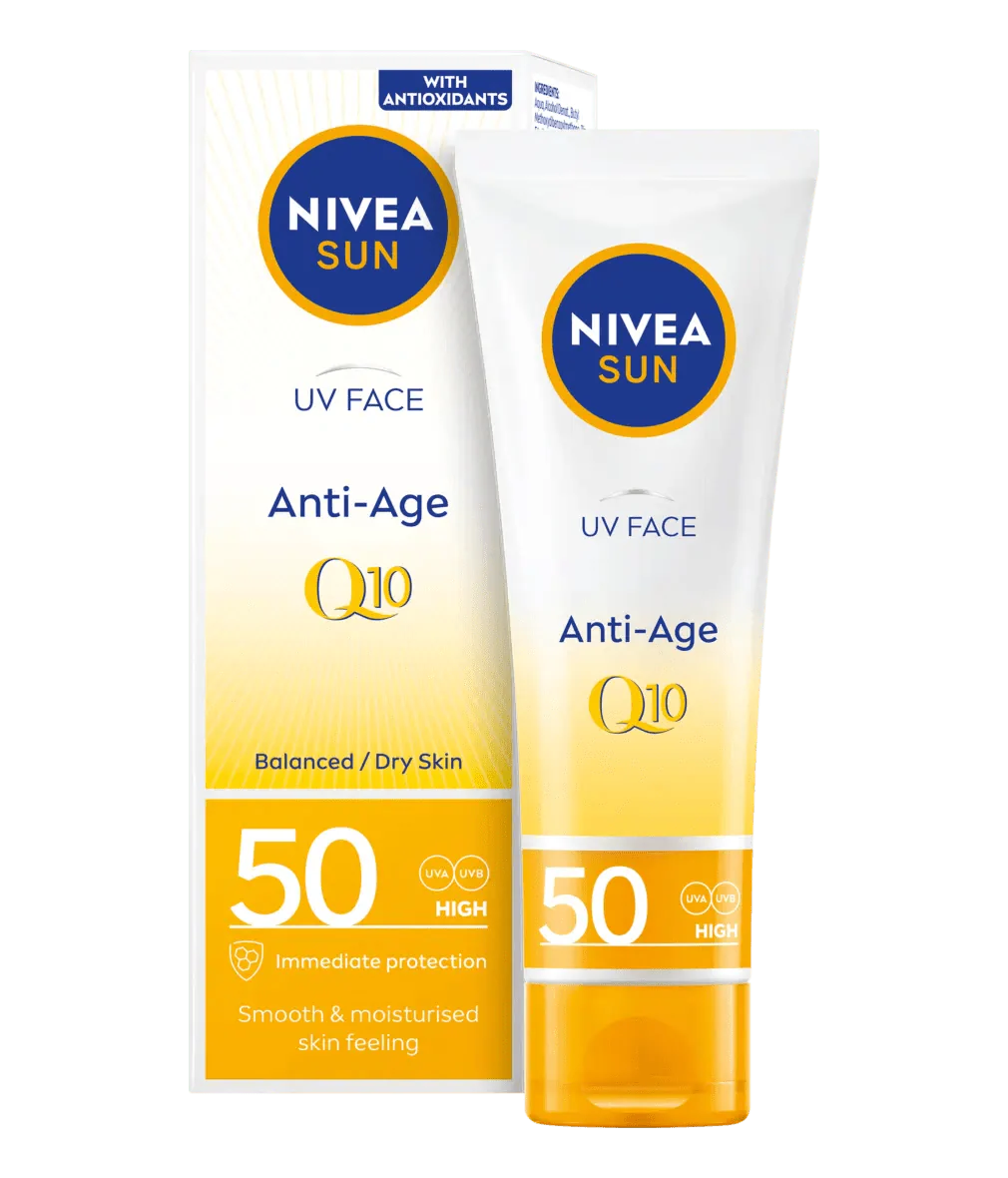 Nivea Sun UV Face Q10 Anti-Age Sun Cream SPF50 50ml / 1.7 fl oz - 2 Pack - By Baano