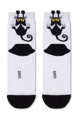 Cotton Socks Conte Classic 233 - Picot "Black cat" - By Baano