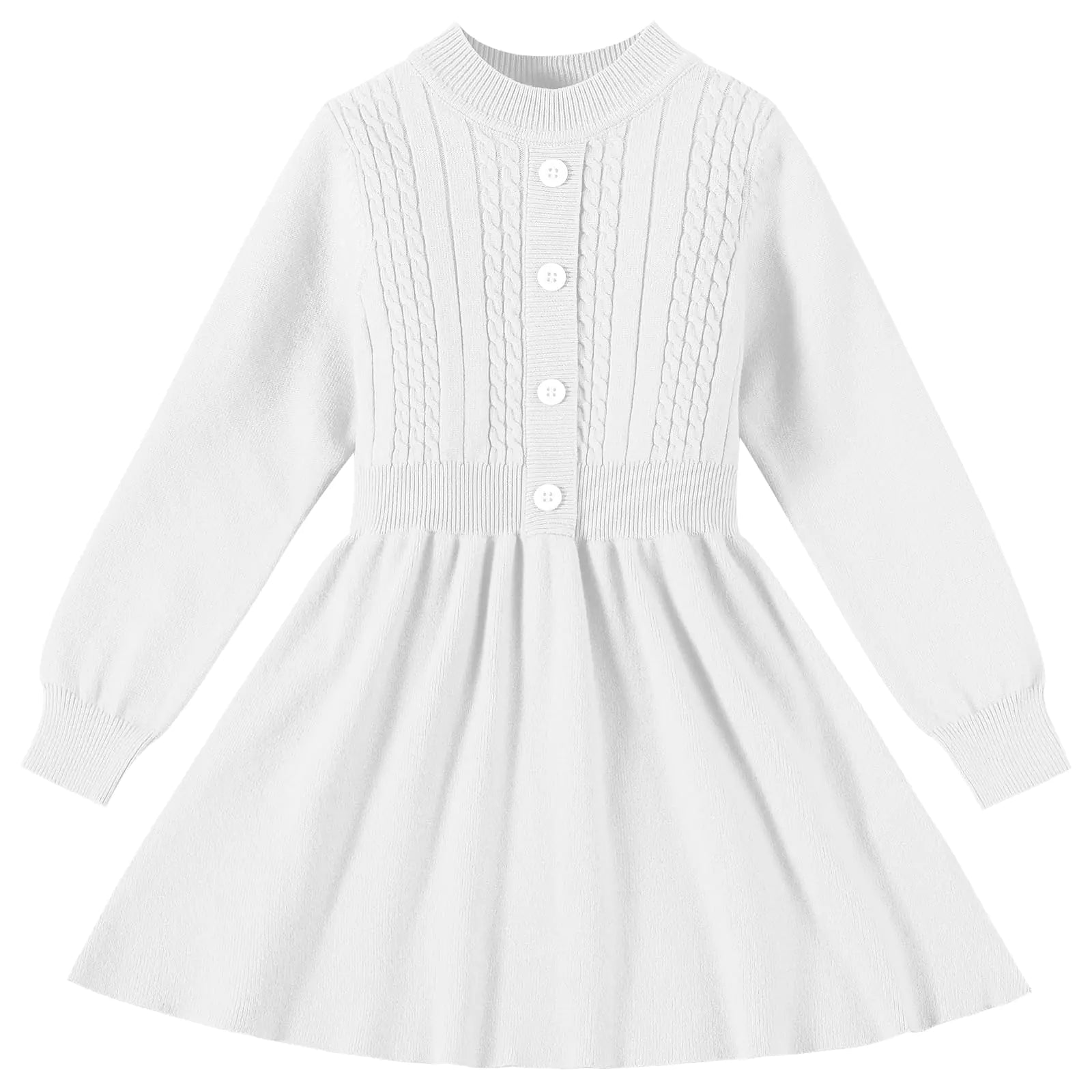 Kionio Toddler Sweater Dress Baby Girl Long Sleeve Dresses Christmas Knitted Button Front Girls Fall Winter Dress Casual - # GIAA211710007