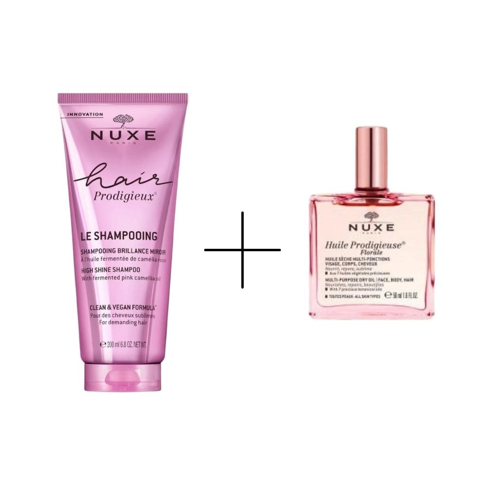 Nuxe Hair Prodigieux High Shine Shampoo 200 ml + Nuxe Huile Prodigieuse Floral 100 ml - By Baano