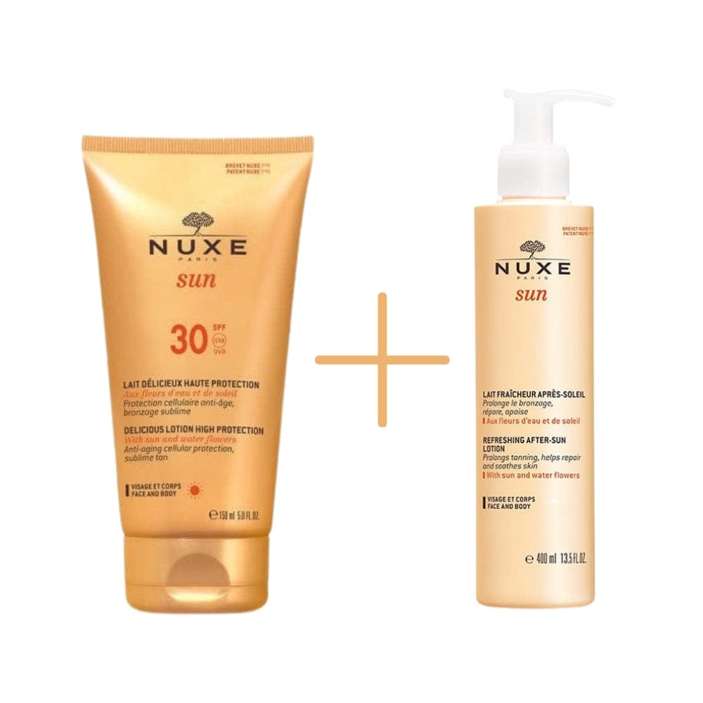 Nuxe Sun Lait Delicieux Protection Spf30 150ml & Refreshing After Sun Lotion 400ml - By Baano