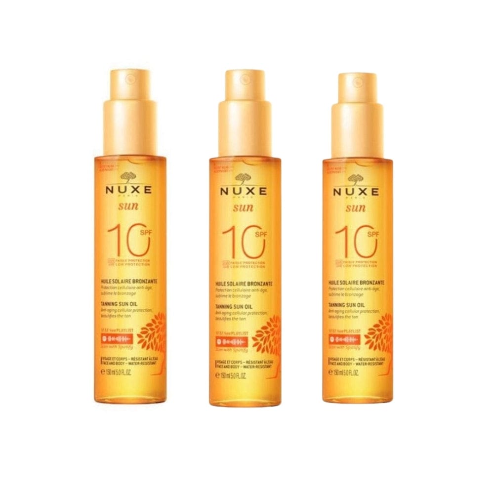 Nuxe Sun Tanning Oil Face & Body SPF10 150 ml 3 Pack - By Baano