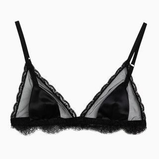 Black silk satin and lace bra - By Baano