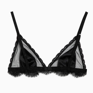 Black silk satin and lace bra - By Baano