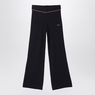 Black Ribbed Trousers With Logo - By Baano