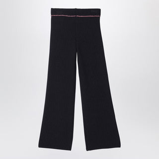 Black Ribbed Trousers With Logo - By Baano