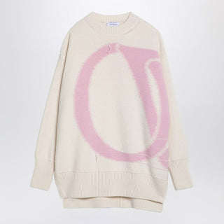 Cream/Pink Over Sweater In Wool - By Baano