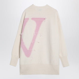 Cream/Pink Over Sweater In Wool - By Baano