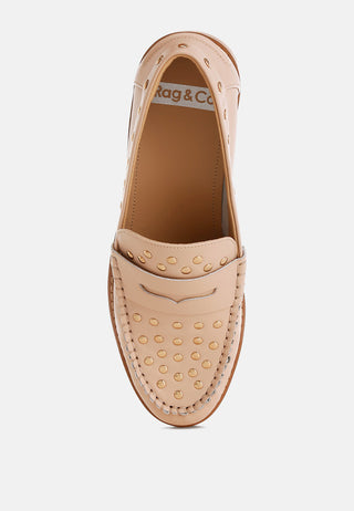 Oglavia Studs Embellished Leather Loafers