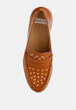 Oglavia Studs Embellished Leather Loafers