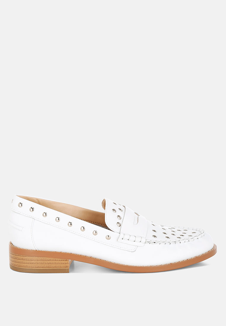 Oglavia Studs Embellished Leather Loafers