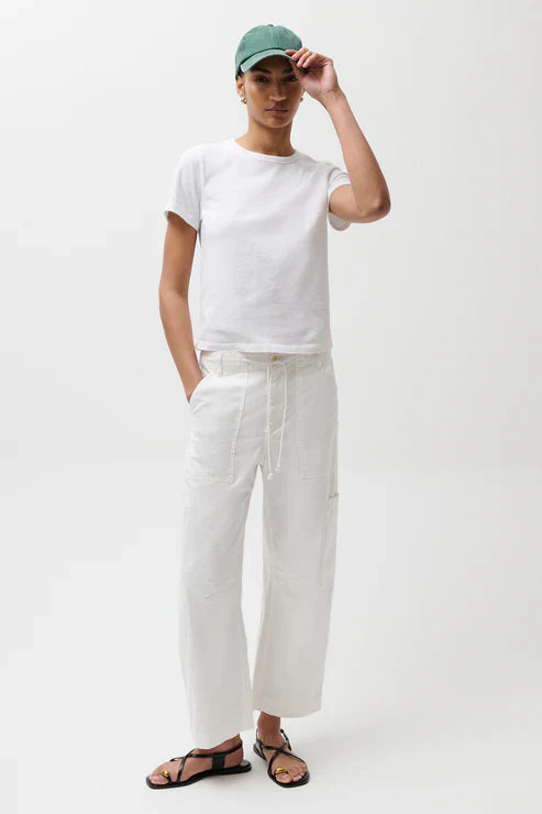 Sabrina White Curved Utility Pants