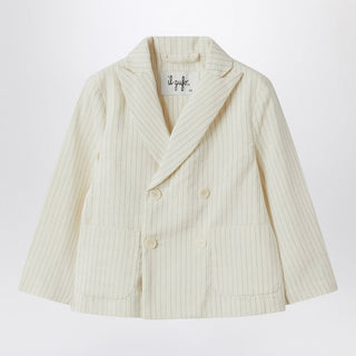 Double-breasted Jacket In Pinstriped Cotton - By Baano