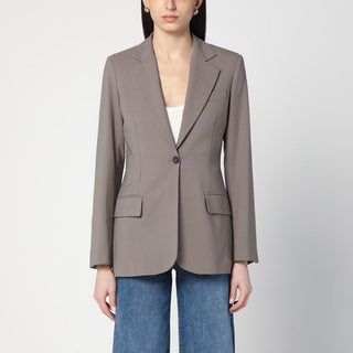 Single-breasted Jacket In Taupe Colour