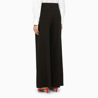 Black Wool Palazzo Trousers - By Baano