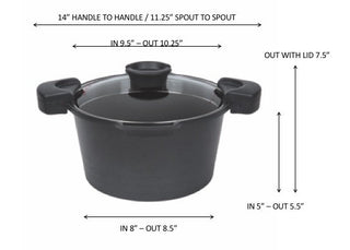 MASTERPAN Nonstick Stock & Pasta Pot With Glass Lid Strainer, 5 QT., 9" (23cm)