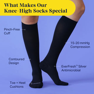 Knee-High Compression Socks – 4 Pack Solids