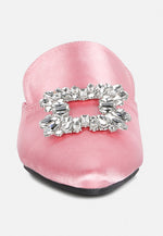 Perrine Diamante Brooch Slip On Mules