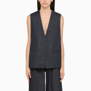 Blue Cotton Waistcoat - By Baano