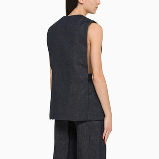Blue Cotton Waistcoat - By Baano