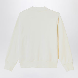 Ivory Cotton Sweatshirt With Logo Print - By Baano