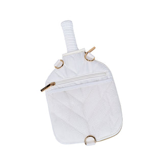 Pickleball HydroSling Bag with Removable Racquet Cover- White Ripstop with Stripe