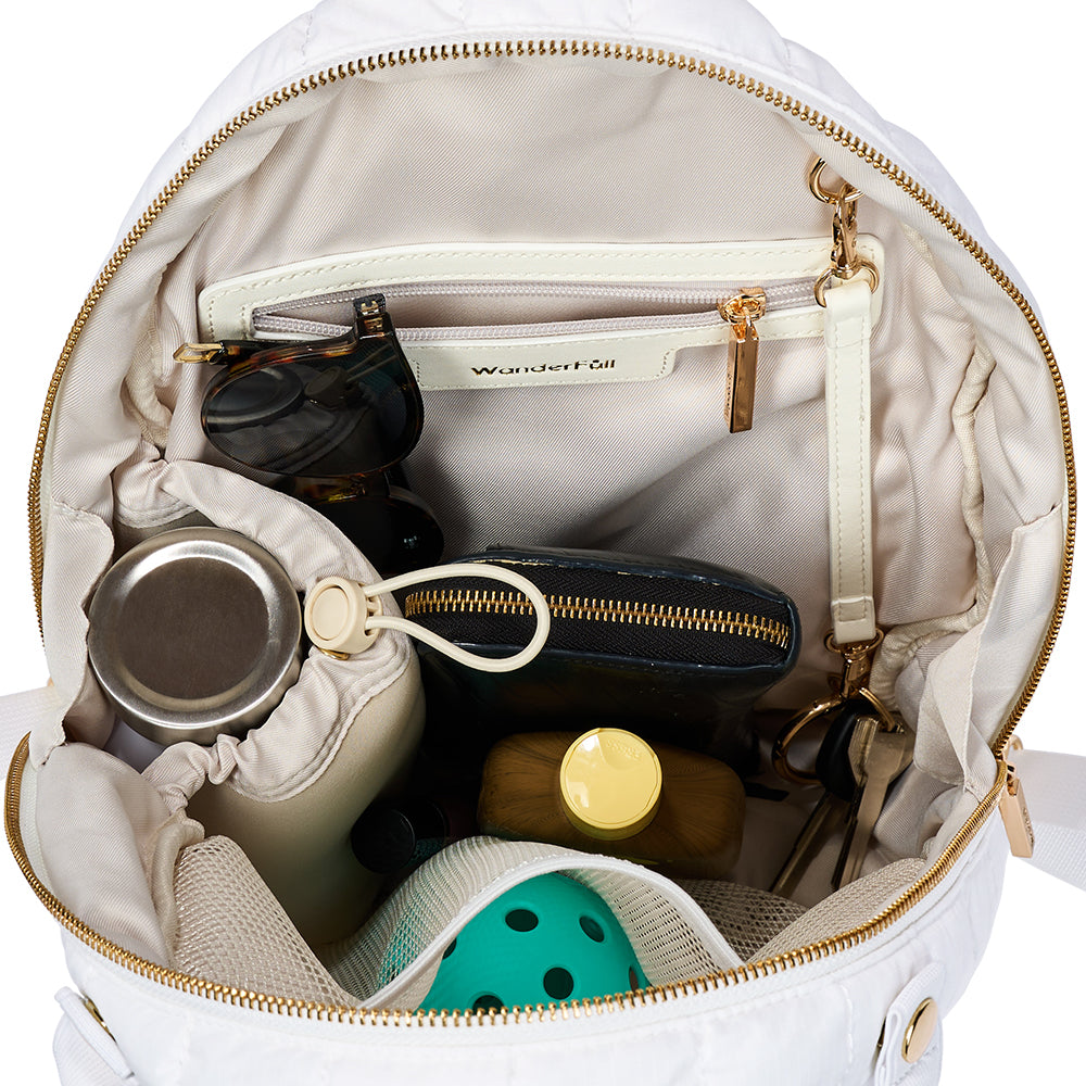 Pickleball HydroSling Bag with Removable Racquet Cover- White Ripstop with Stripe