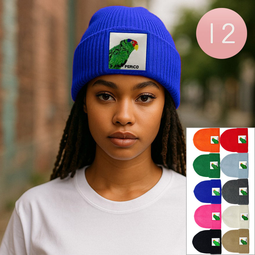 12PCS - Parrot Patch Winter Beanie Hats
