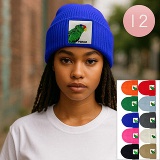 12PCS - Parrot Patch Winter Beanie Hats