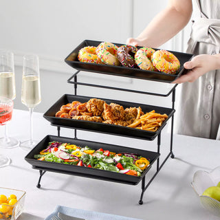 3 Tier Black Server With Plates