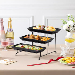 3 Tier Black Server With Plates