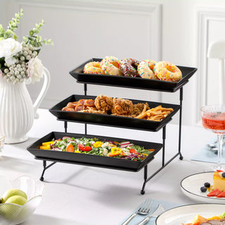 3 Tier Black Server With Plates