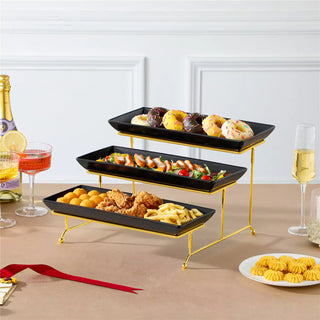 3 Tier Black Server With Plates