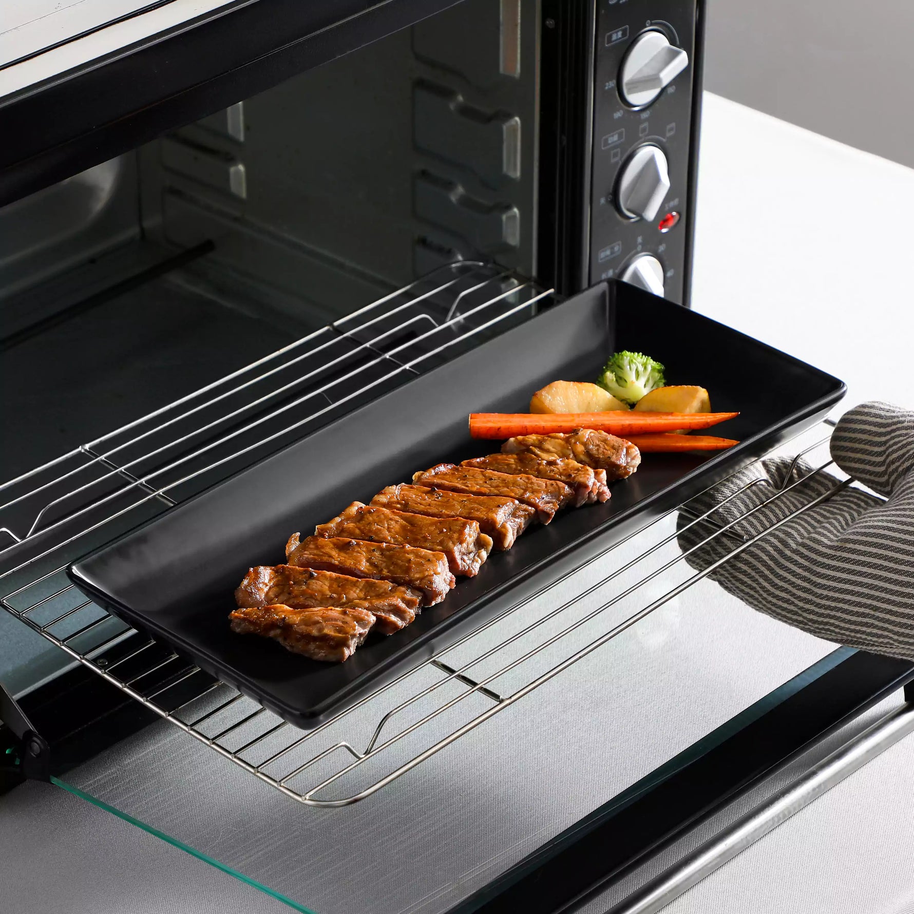 3 Tier Black Server With Plates