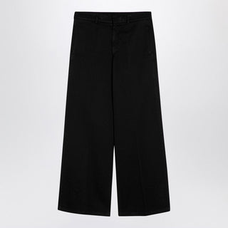 Black Cotton Wide Trousers