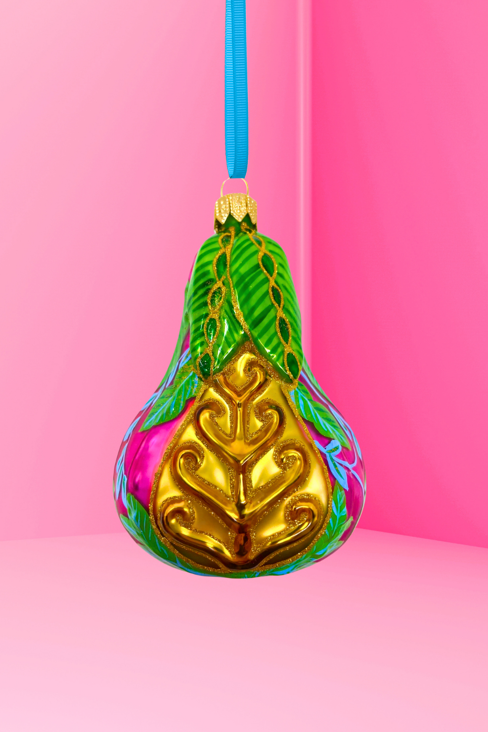 Pink Positano Pear Glass Ornament