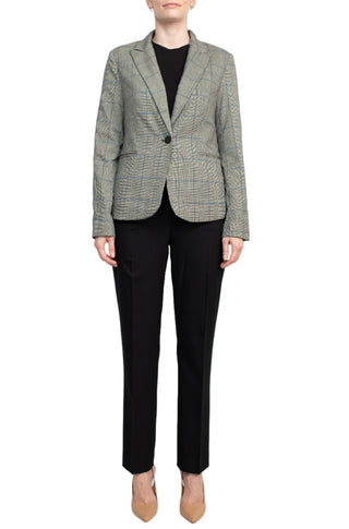 Premise Notched Collar Long Sleeve One Button Knit Blazer - By Baano