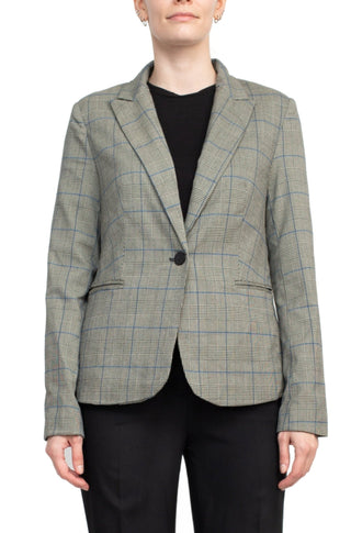 Premise Notched Collar Long Sleeve One Button Knit Blazer - By Baano